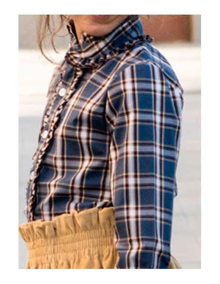 polera niña cuadros mostazas