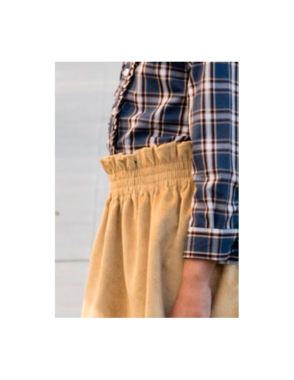 polera niña cuadros mostazas