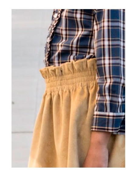 polera niña cuadros mostazas