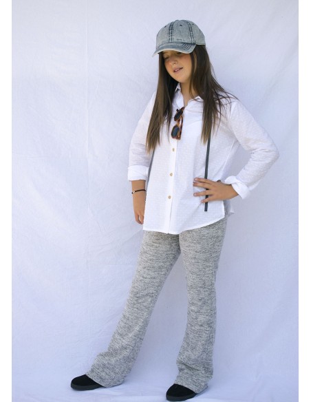 pantalon campana punto gris