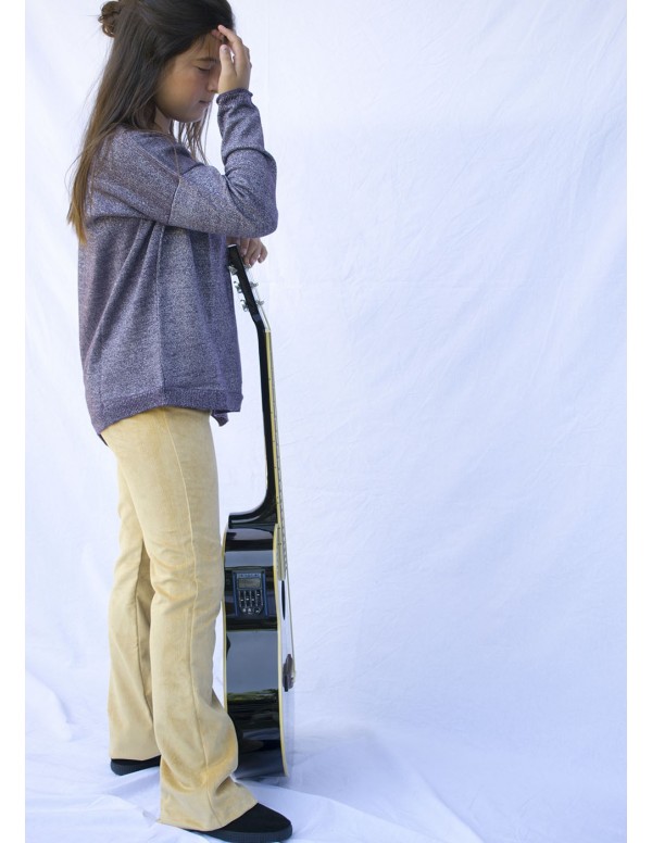 pantalon campana pana rasada mostaza