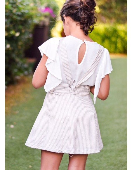 Falda tirantes purpurina arena