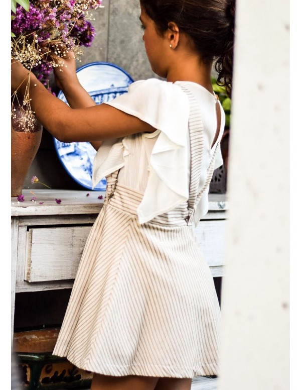 Falda tirantes purpurina arena