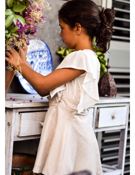 Falda tirantes purpurina arena