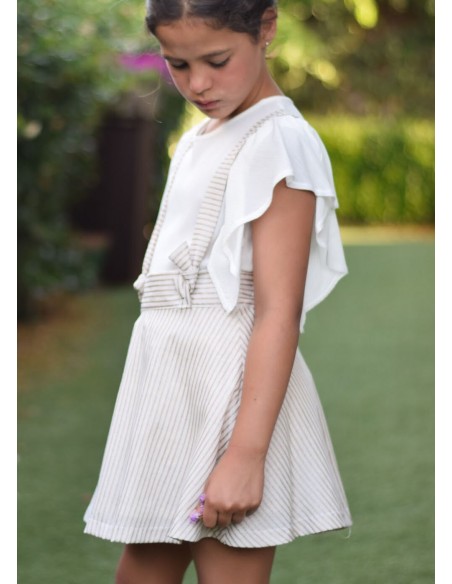 Falda tirantes purpurina arena