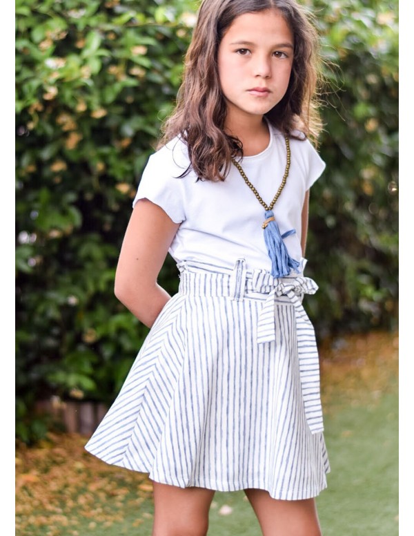 Falda tirantes rayas azules despintadas