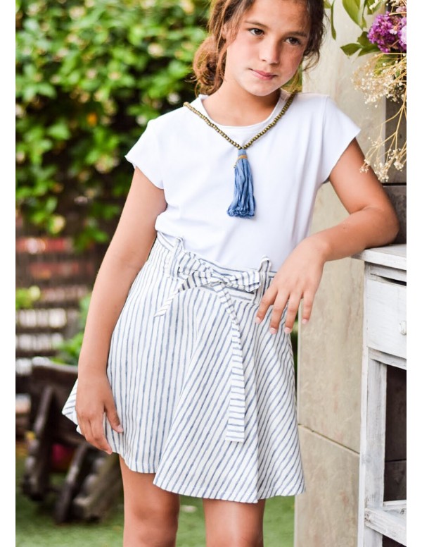 Falda tirantes rayas azules despintadas