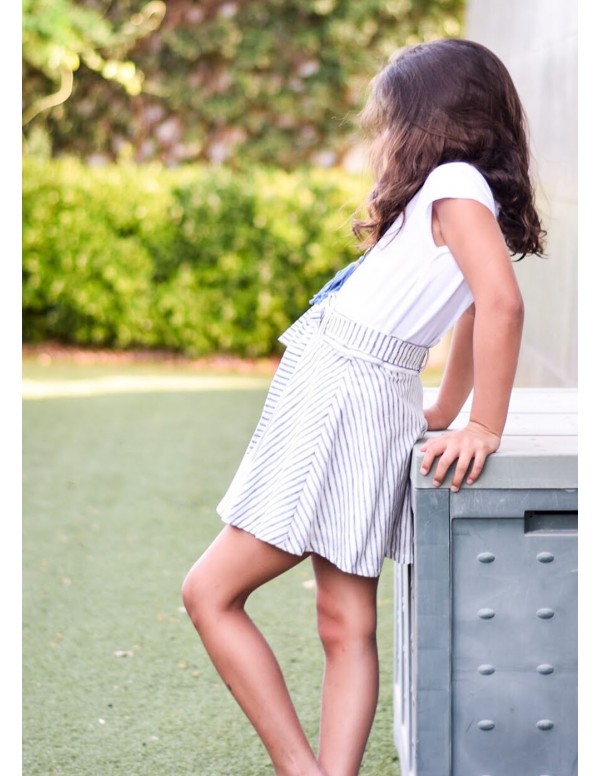 Falda tirantes rayas azules despintadas