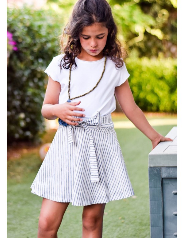 Falda tirantes rayas azules despintadas