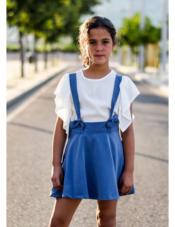 Falda media capa tirantes tencel