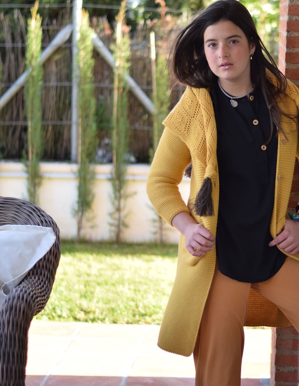 Pantalón Midi Punto Mostaza