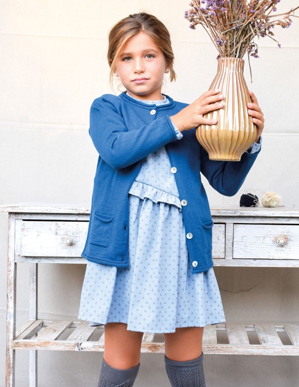 Vestido country flores azul