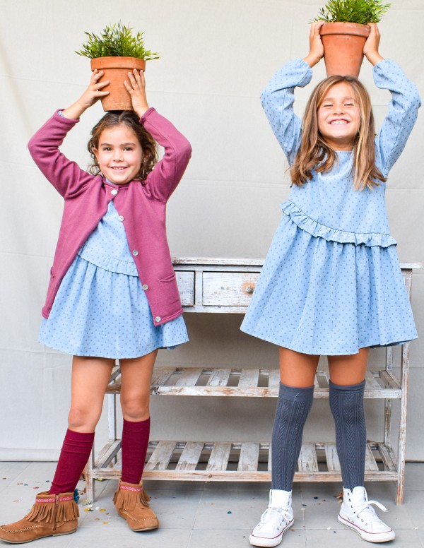 Vestido country flores azul