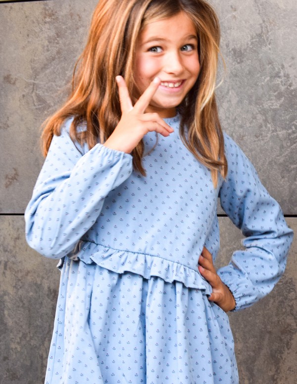 Vestido country flores azul