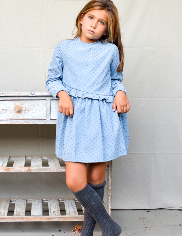 Vestido country flores azul