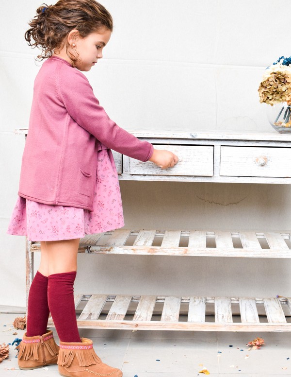 Vestido country flores rosa