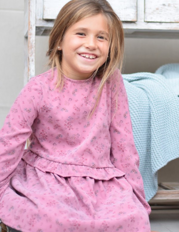 Vestido country flores rosa