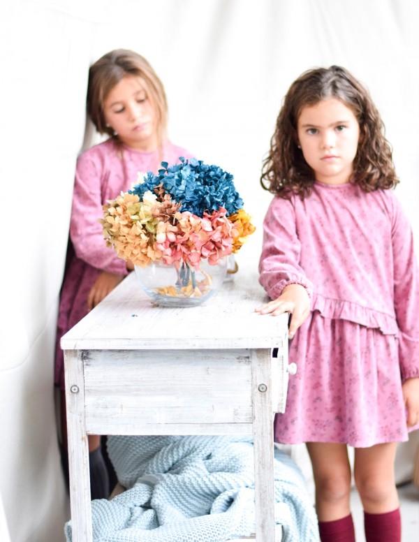 Vestido country flores rosa