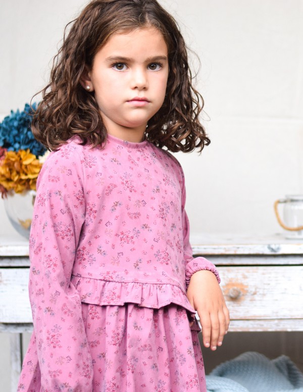 Vestido country flores rosa