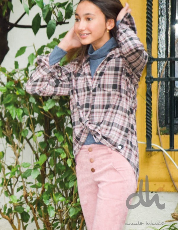 Pantalón campana pana rosa