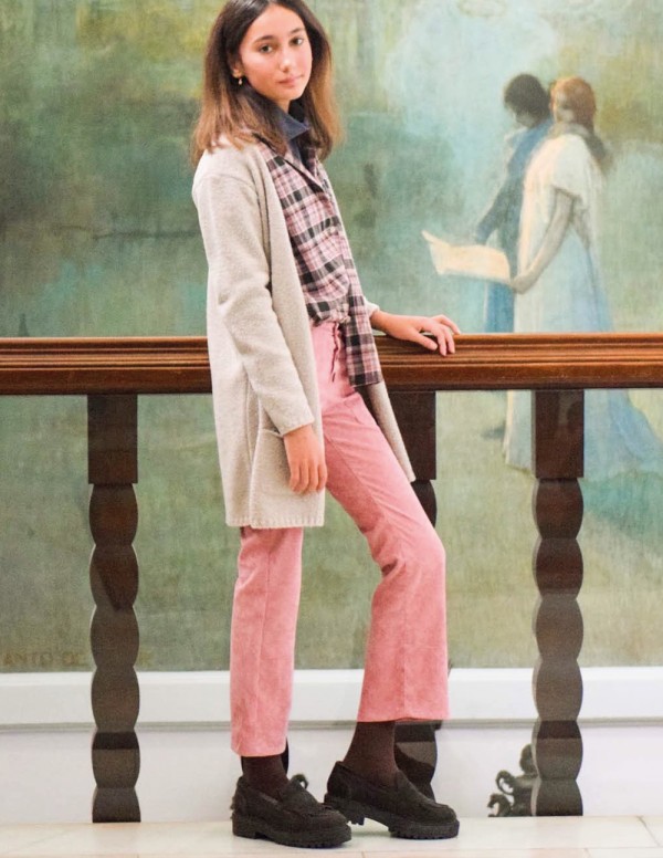 Pantalón campana pana rosa