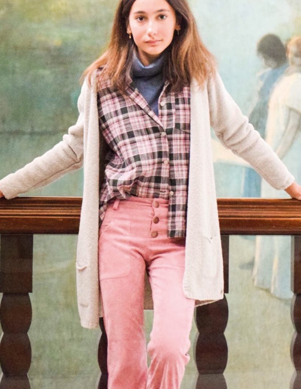 Pantalón campana pana rosa