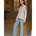 Pantalón campana liso azul