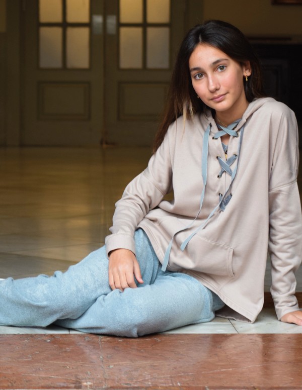 Pantalón campana liso azul