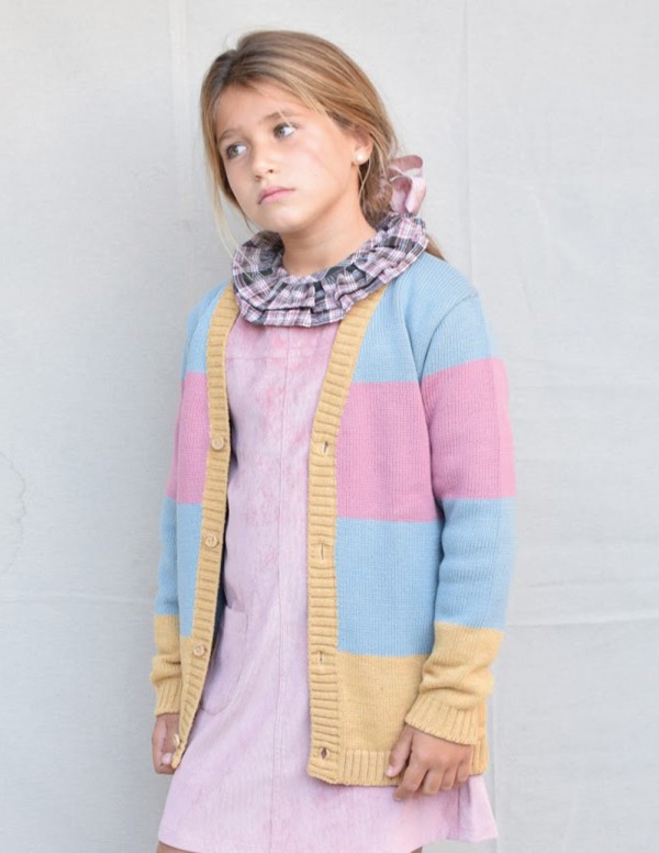 Chaqueta tricolor junior gris rosa camel