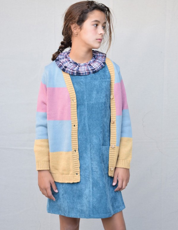 Chaqueta tricolor junior gris rosa camel