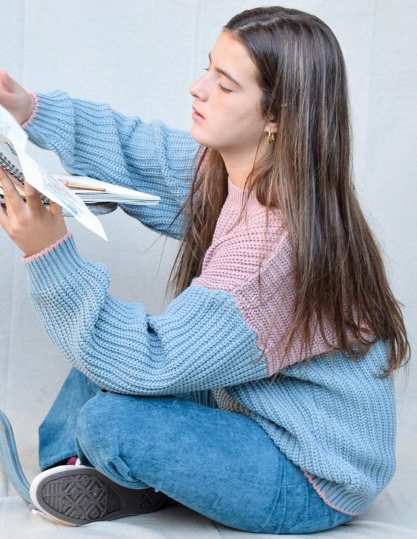 Jersey bicolor rosa/gris