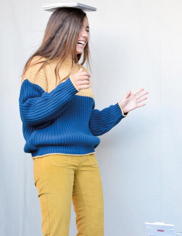 Jersey bicolor azul/camel