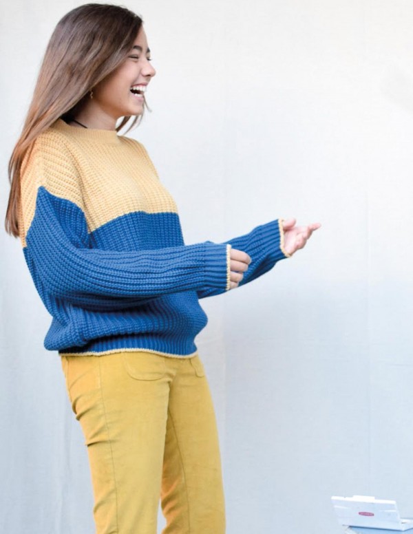 Jersey bicolor azul/camel