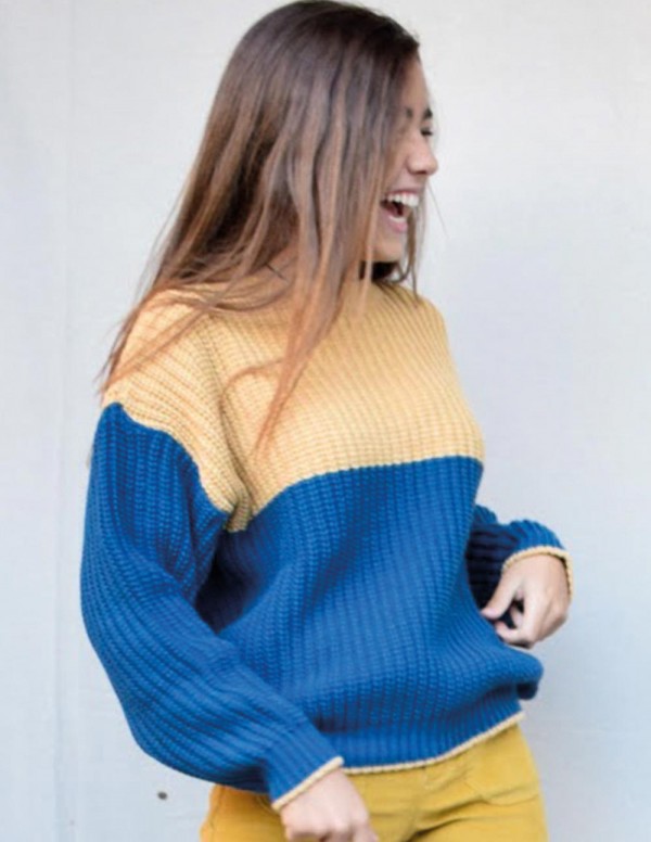 Jersey bicolor azul/camel