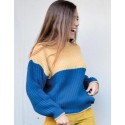 Jersey bicolor azul/camel