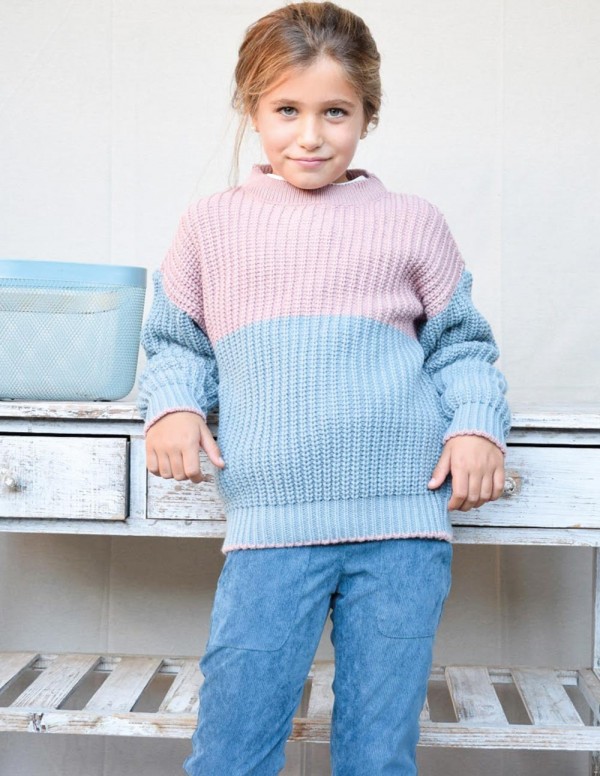 Jersey bicolor rosa/gris 2