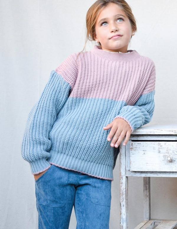 Jersey bicolor rosa/gris