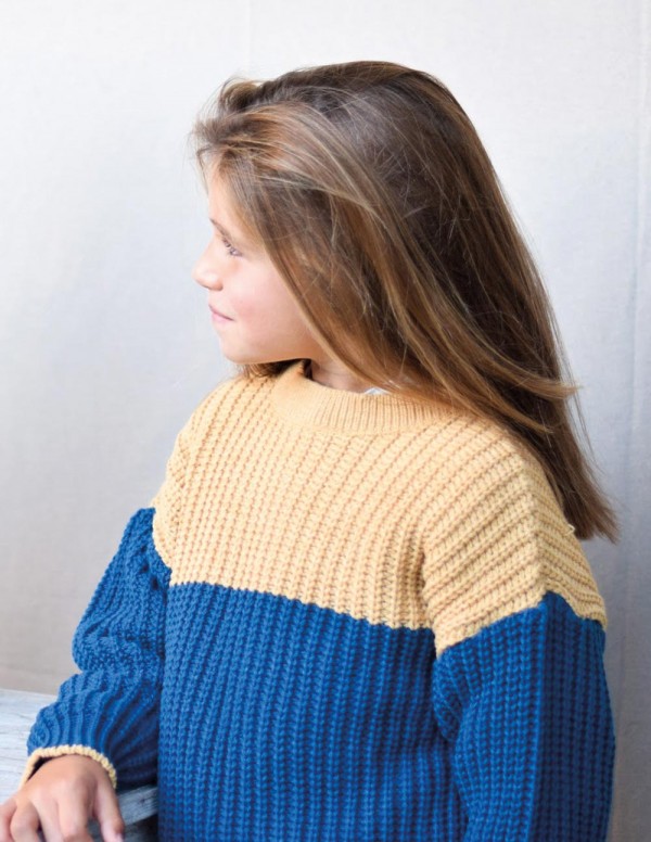 Jersey bicolor azul/camel