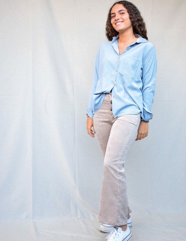 Pantalón campana pana beige