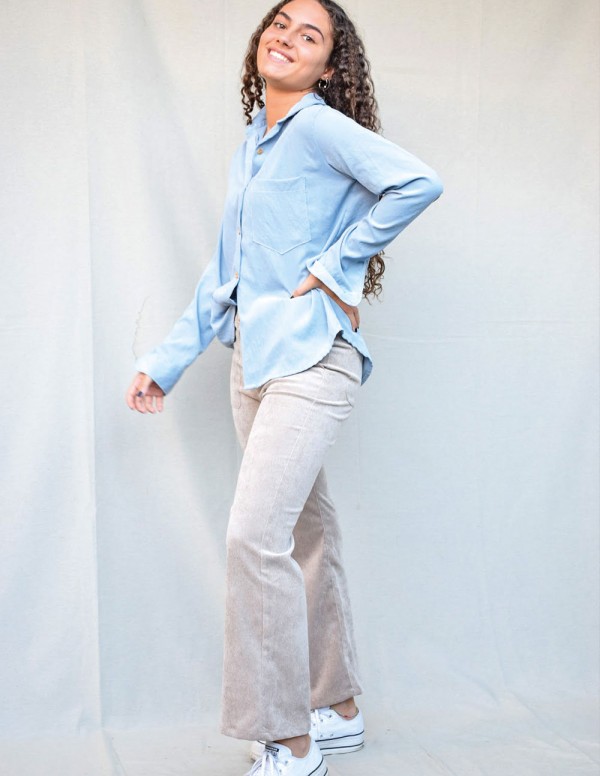 Pantalón campana pana beige