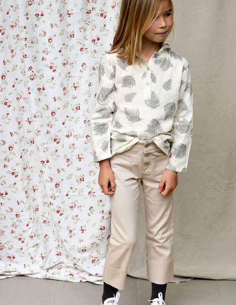 Pantalon vuelta beige sarga lycra