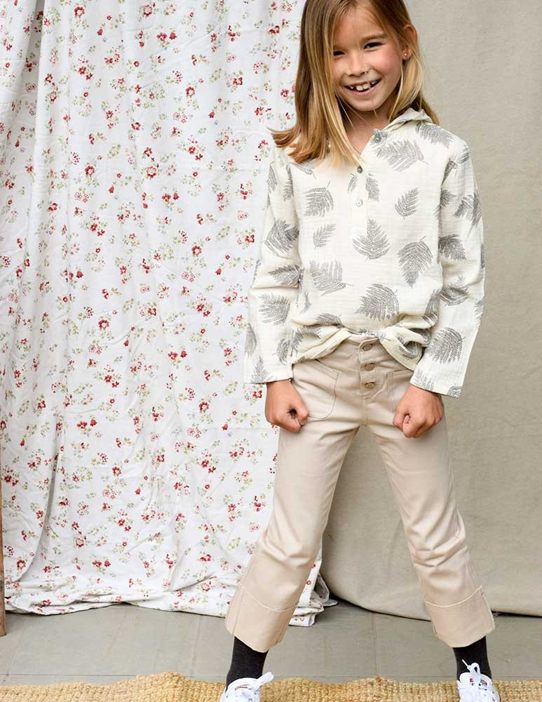 Pantalon vuelta beige sarga lycra