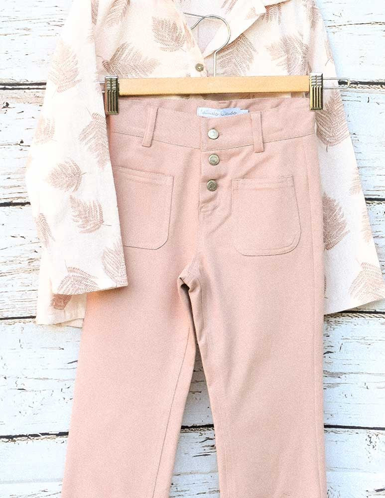 Pantalon vuelta rosa sarga lycra