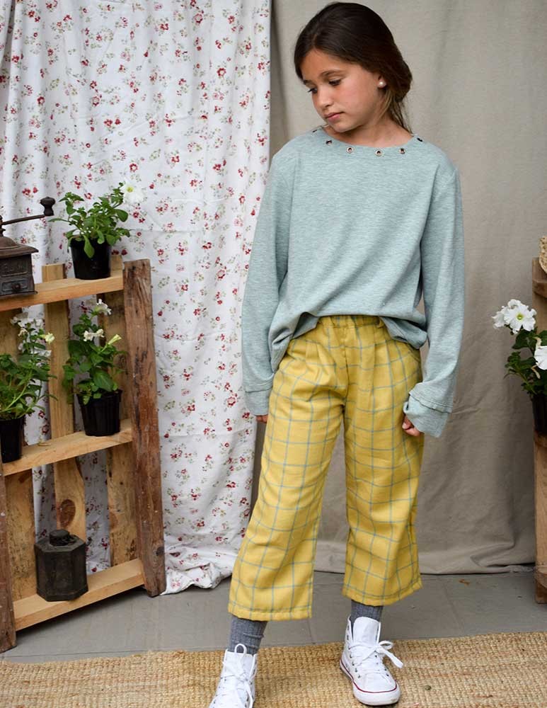 Culotte cuadros mostaza/verde indiana