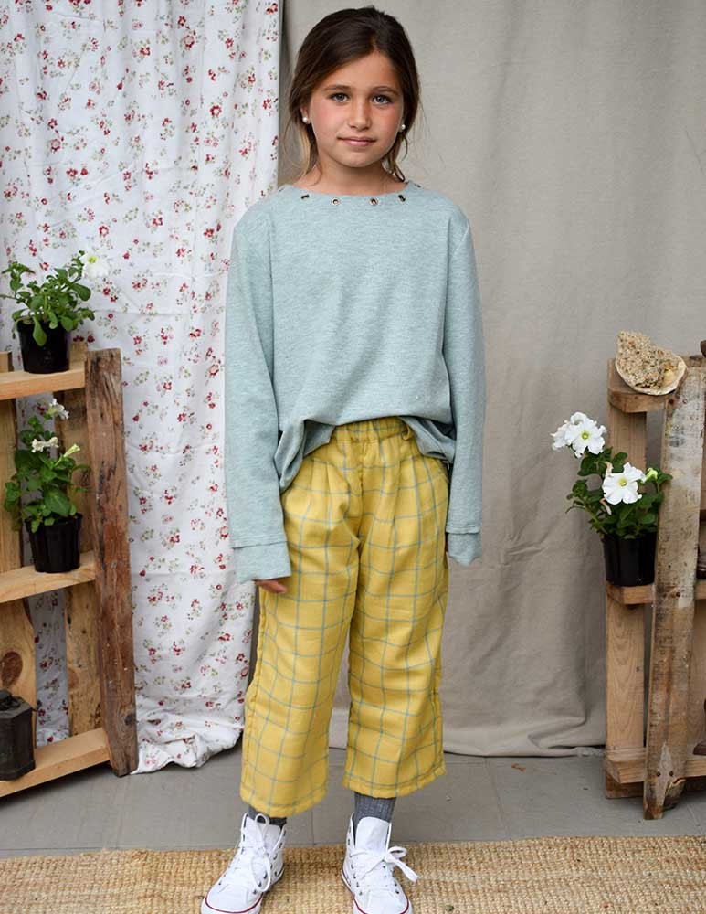 Culotte cuadros mostaza/verde indiana