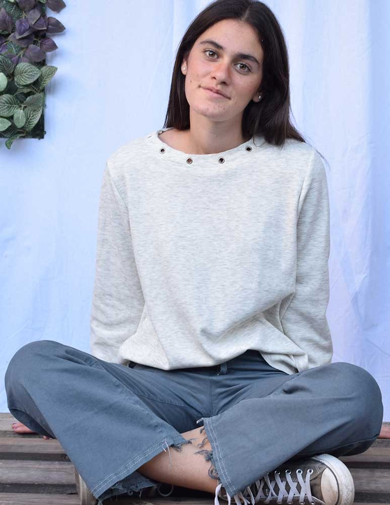 Sudadera teen caja  gris/blanco casual