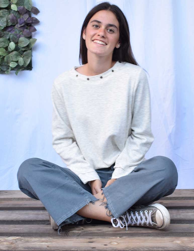 Sudadera teen caja  gris/blanco casual