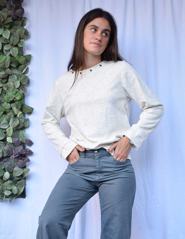 Sudadera teen caja  gris/blanco casual