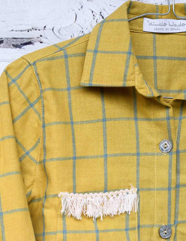 Sobrecamisa cuadros mostaza/verde indiana