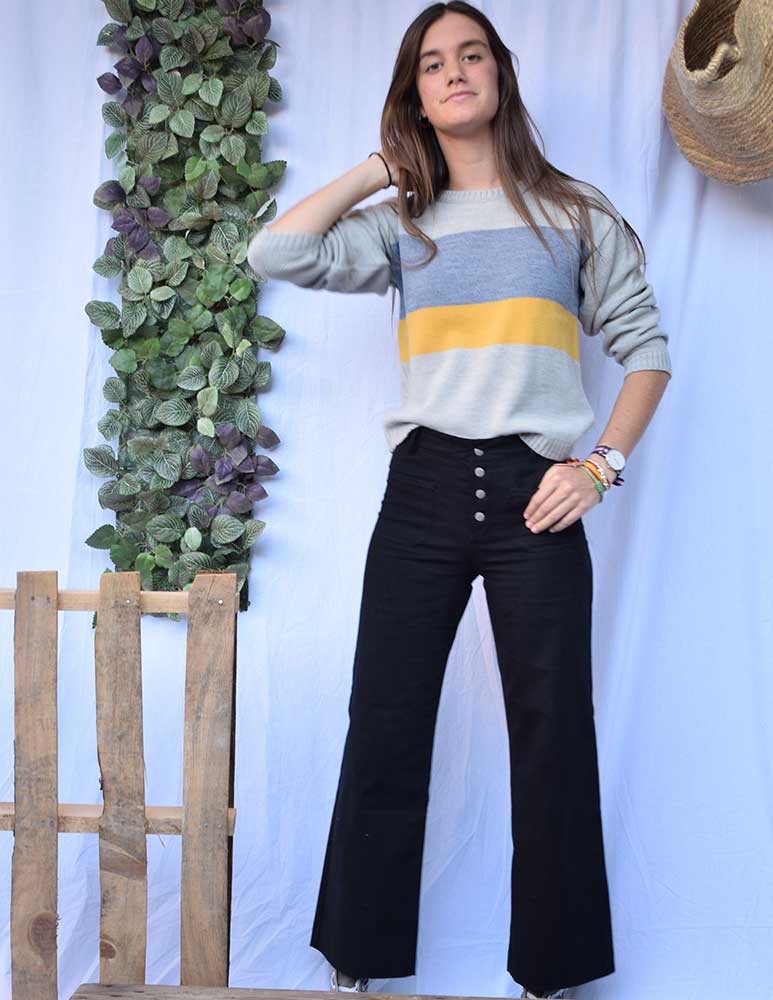 Pantalón culotte teen jean negro